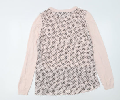 Next Women's Pink Crew Neck Long Sleeve Layered Pullover Jumper Size 8