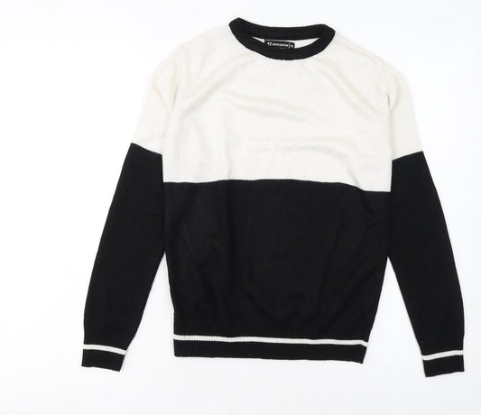 HERE & NOW Women's Black & White Colour Block Acrylic Jumper XS