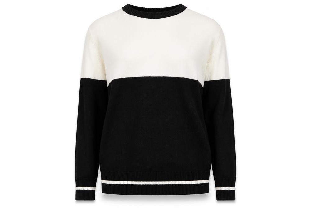 HERE & NOW Women's Black & White Colour Block Acrylic Jumper XS