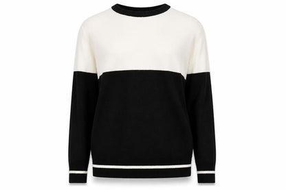 HERE & NOW Women's Black & White Colour Block Acrylic Jumper XS