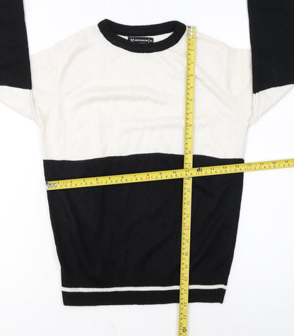 HERE & NOW Women's Black & White Colour Block Acrylic Jumper XS