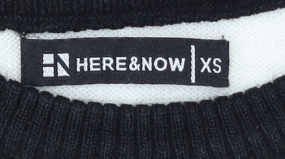 HERE & NOW Women's Black & White Colour Block Acrylic Jumper XS
