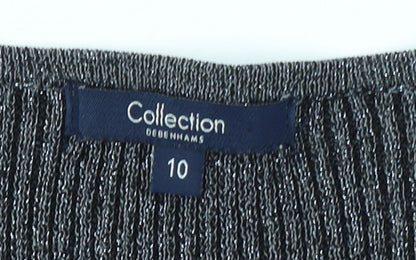 Debenhams Women Grey Size 10 V-Neck Knit Pullover Jumper