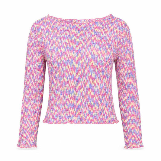 Pieces Womens Multicoloured Cropped Long Sleeve Slim Fit Blouse M