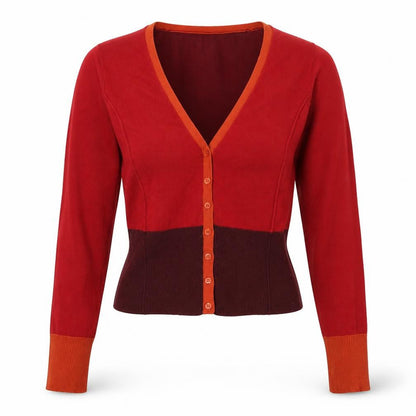 Expresso Womens Red V-Neck Long Sleeve Slim Cardigan L