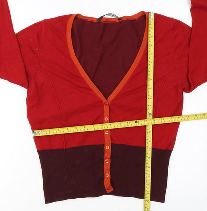 Expresso Womens Red V-Neck Long Sleeve Slim Cardigan L