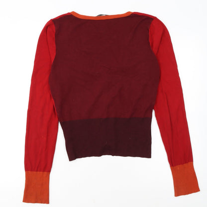 Expresso Womens Red V-Neck Long Sleeve Slim Cardigan L