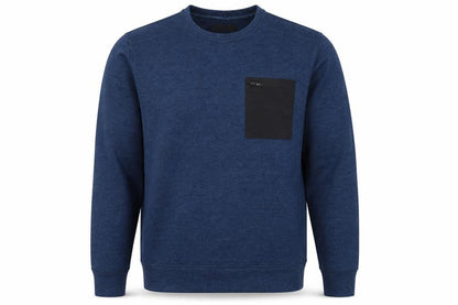 Matalan Mens Blue Pullover Sweatshirt Large Crew Neck Fleece Zip Pocket