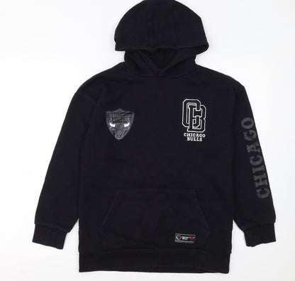 NBA Boys Black Chicago Bulls Pullover Hoodie 11-12 Years Fleece Sweatshirt