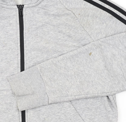 Adidas Womens Grey Full Zip Hoodie M 12-14 Hooded Sweatshirt