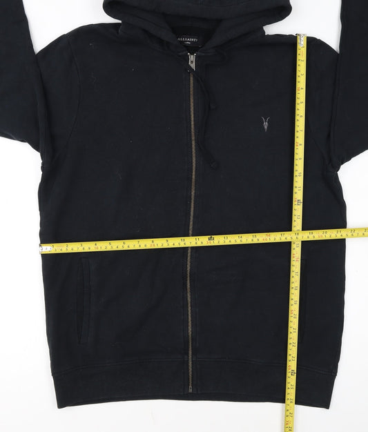 AllSaints Men's Black Full Zip Hoodie Size L Cotton