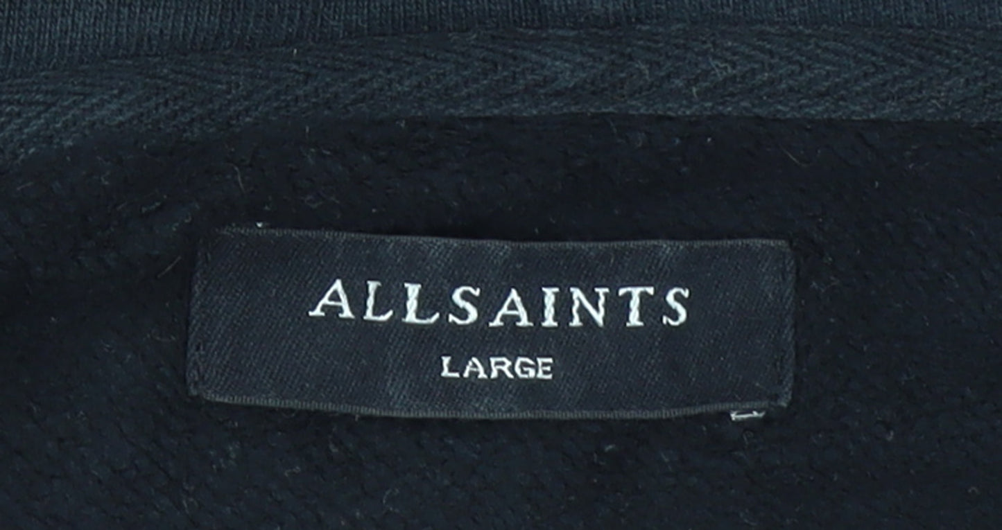 AllSaints Men's Black Full Zip Hoodie Size L Cotton