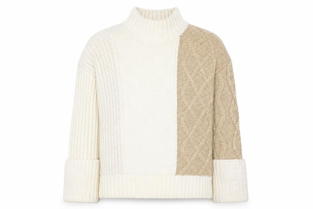 Marks and Spencer Womens Beige Roll Neck Cable-Knit Jumper M