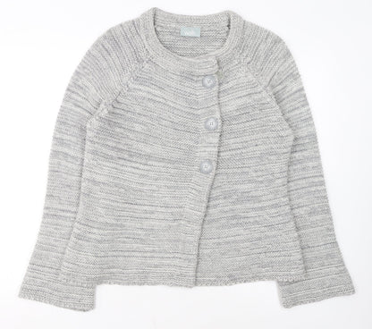 Wallis Women Grey Chunky Knit Button Cardigan M