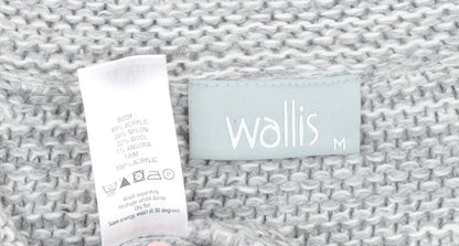 Wallis Women Grey Chunky Knit Button Cardigan M