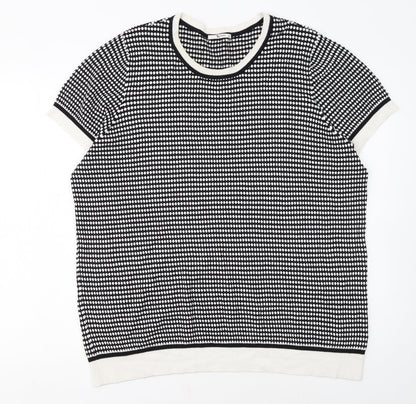 TU Women’s Black White Short Sleeve Jumper Size 22 Knit Classic Style