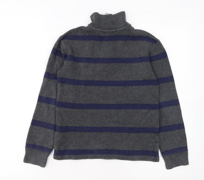 Ralph Lauren Boys Grey Striped 1/4 Zip Knit Sweatshirt Size 8 Years
