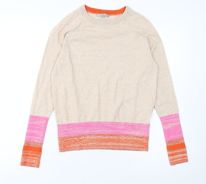 Oliver Bonas Womens Beige Crew Neck Knit Jumper Size 8