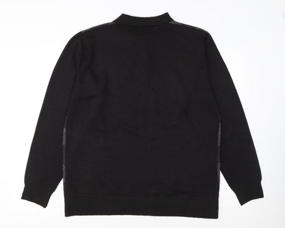 Smith & Taylor Men's Black Argyle Long Sleeve Polo - Size M