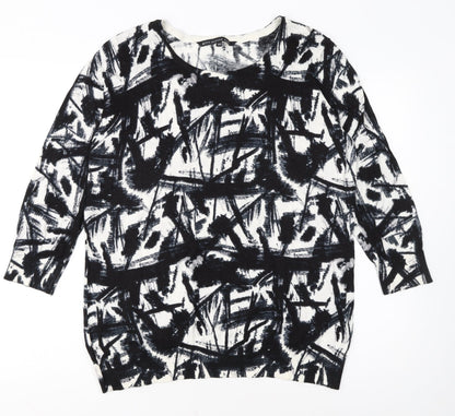 Betty Jackson Black Womens Black Art Print Cotton Pullover Jumper Size 20