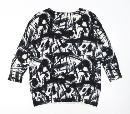 Betty Jackson Black Womens Black Art Print Cotton Pullover Jumper Size 20