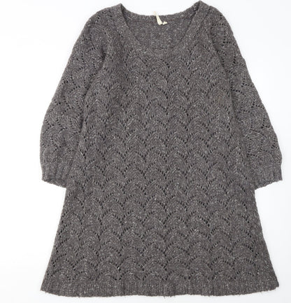 White Stuff Women's Grey Wool Blend Jumper Dress Size 16