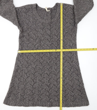White Stuff Women's Grey Wool Blend Jumper Dress Size 16