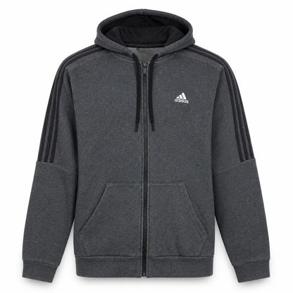 Adidas Men's Grey Full Zip Hoodie Size L Sportswear Fleece