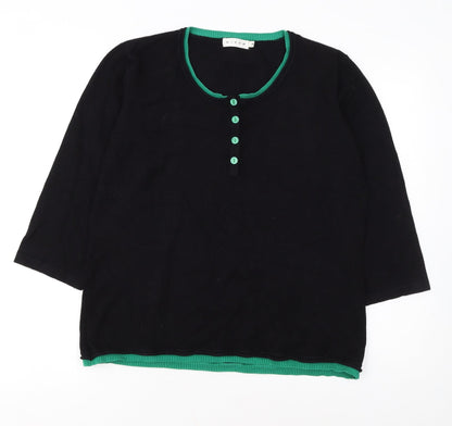 Micha Women's Black Henley Knit Jumper XL