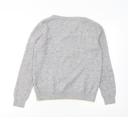 Tu Women Grey Dog Print Jumper Size 12 Acrylic Knit Pullover