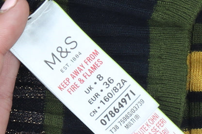 Marks and Spencer Womens Multicoloured Striped Boat Neck Jumper Size 8