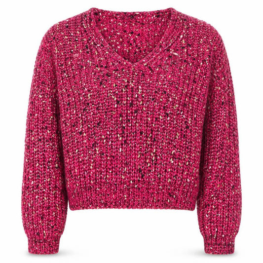Cider Women Pink L Chunky Knit V-Neck Pullover Jumper
