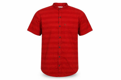 Gansta Men's Red Short Sleeve Slim Fit Button-Up Shirt M