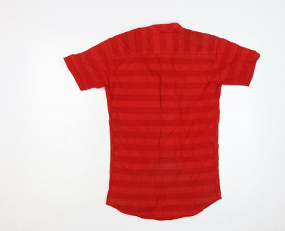 Gansta Men's Red Short Sleeve Slim Fit Button-Up Shirt M