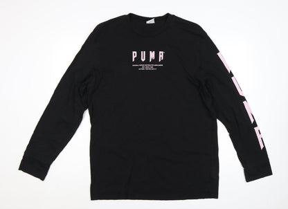 Puma Men's Black Long Sleeve Crew Neck Cotton T-Shirt M