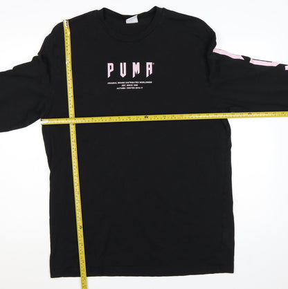 Puma Men's Black Long Sleeve Crew Neck Cotton T-Shirt M