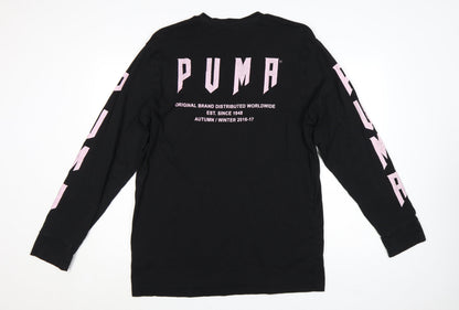 Puma Men's Black Long Sleeve Crew Neck Cotton T-Shirt M