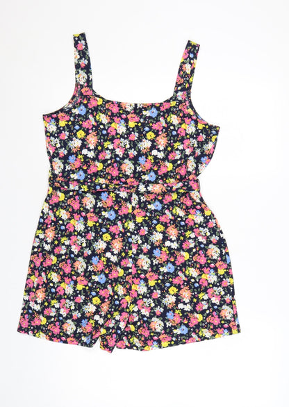 Dunnes Stores Women's Navy Floral Playsuit Small Polyester Blend