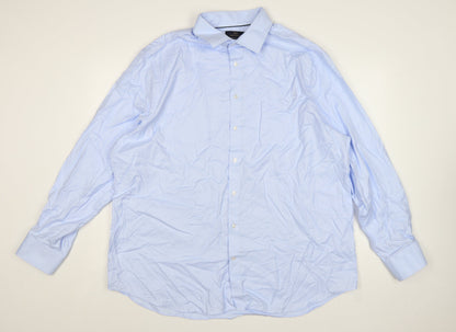 Marks and Spencer Men’s Blue Regular Fit 18” Cotton Dress Shirt