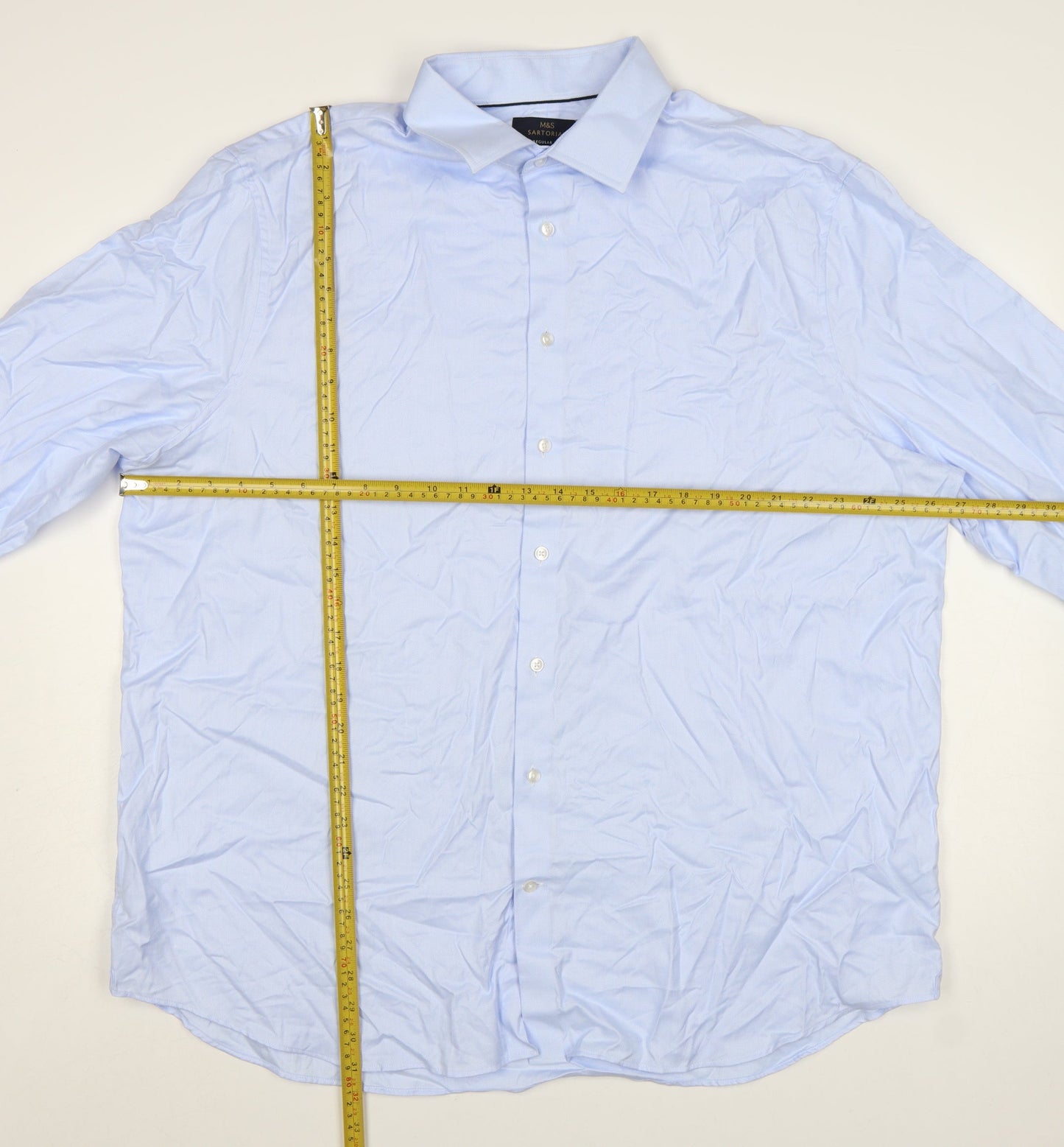 Marks and Spencer Men’s Blue Regular Fit 18” Cotton Dress Shirt