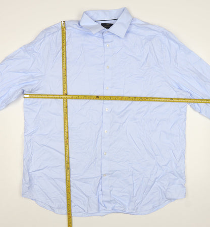 Marks and Spencer Men’s Blue Regular Fit 18” Cotton Dress Shirt