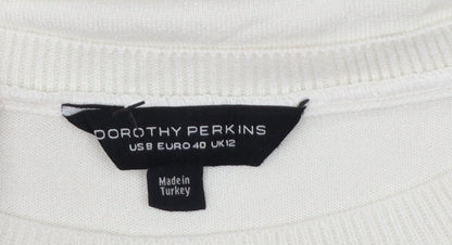 Dorothy Perkins Women's White Floral Embroidered Jumper UK 12