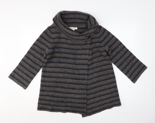 Ellen Tracy Women's Grey Striped Cowl Neck Cardigan Jumper M