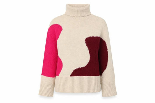 White Stuff Women’s Beige Roll Neck Wool Blend Jumper Size 6