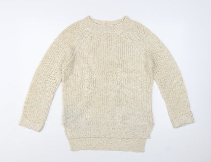 West One Women's Beige Chunky-Knit Pullover Jumper S/M Acrylic Blend