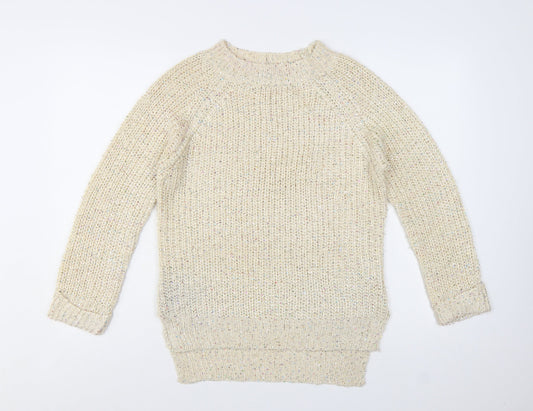 West One Women's Beige Chunky-Knit Pullover Jumper S/M Acrylic Blend
