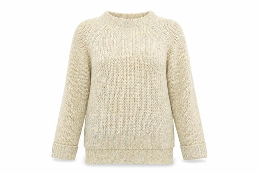 West One Women's Beige Chunky-Knit Pullover Jumper S/M Acrylic Blend