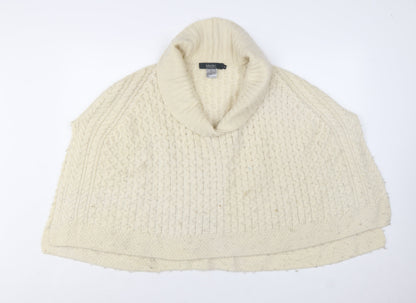 Islander Women's Ivory Merino Wool Roll Neck Cape Jumper Size M