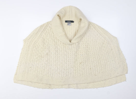 Islander Women's Ivory Merino Wool Roll Neck Cape Jumper Size M