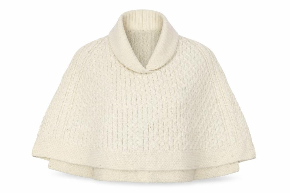 Islander Women's Ivory Merino Wool Roll Neck Cape Jumper Size M